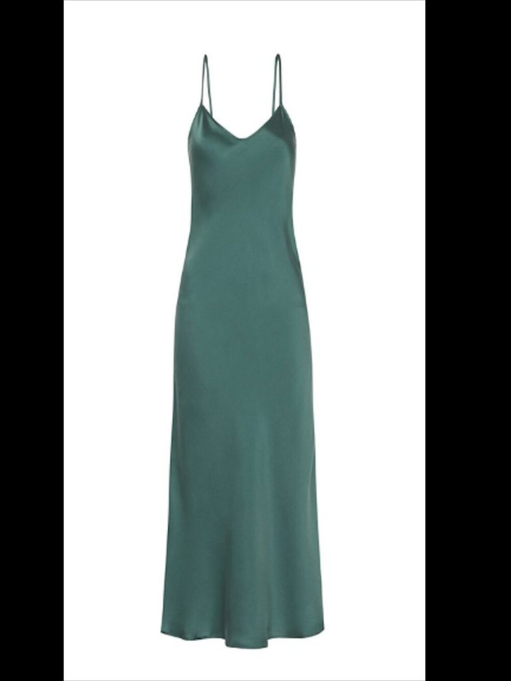 Silk Laundry 90s Slip Midi Dress Green Spaghetti Strap